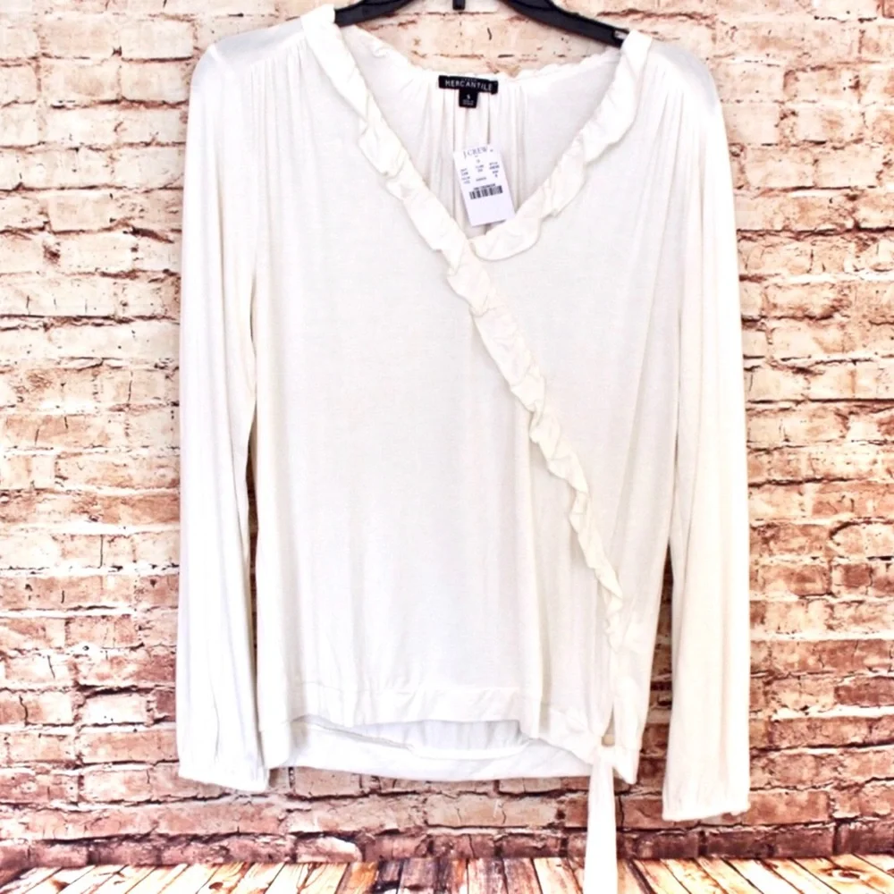 J.Crew | Mercantile Cream Ruffle Surplice Blouse